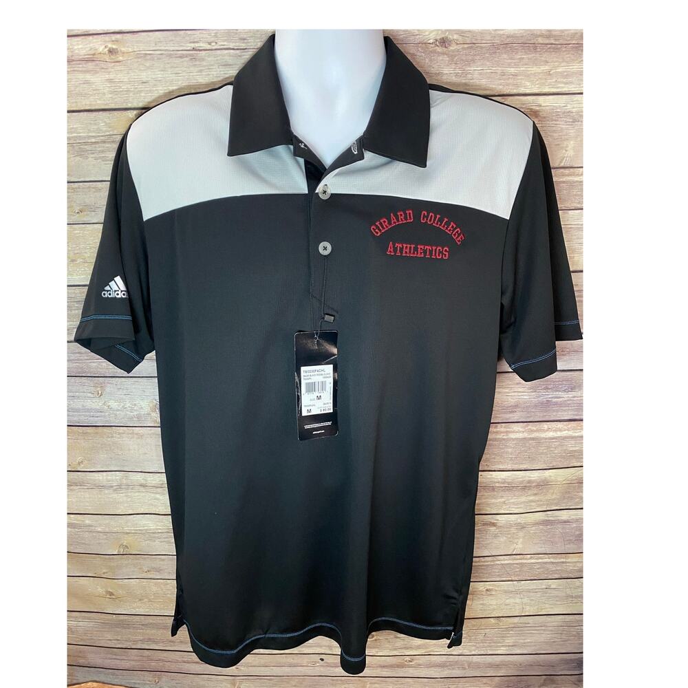 Adidas Medium Black Polo Climachill Girard College Athletics NWT